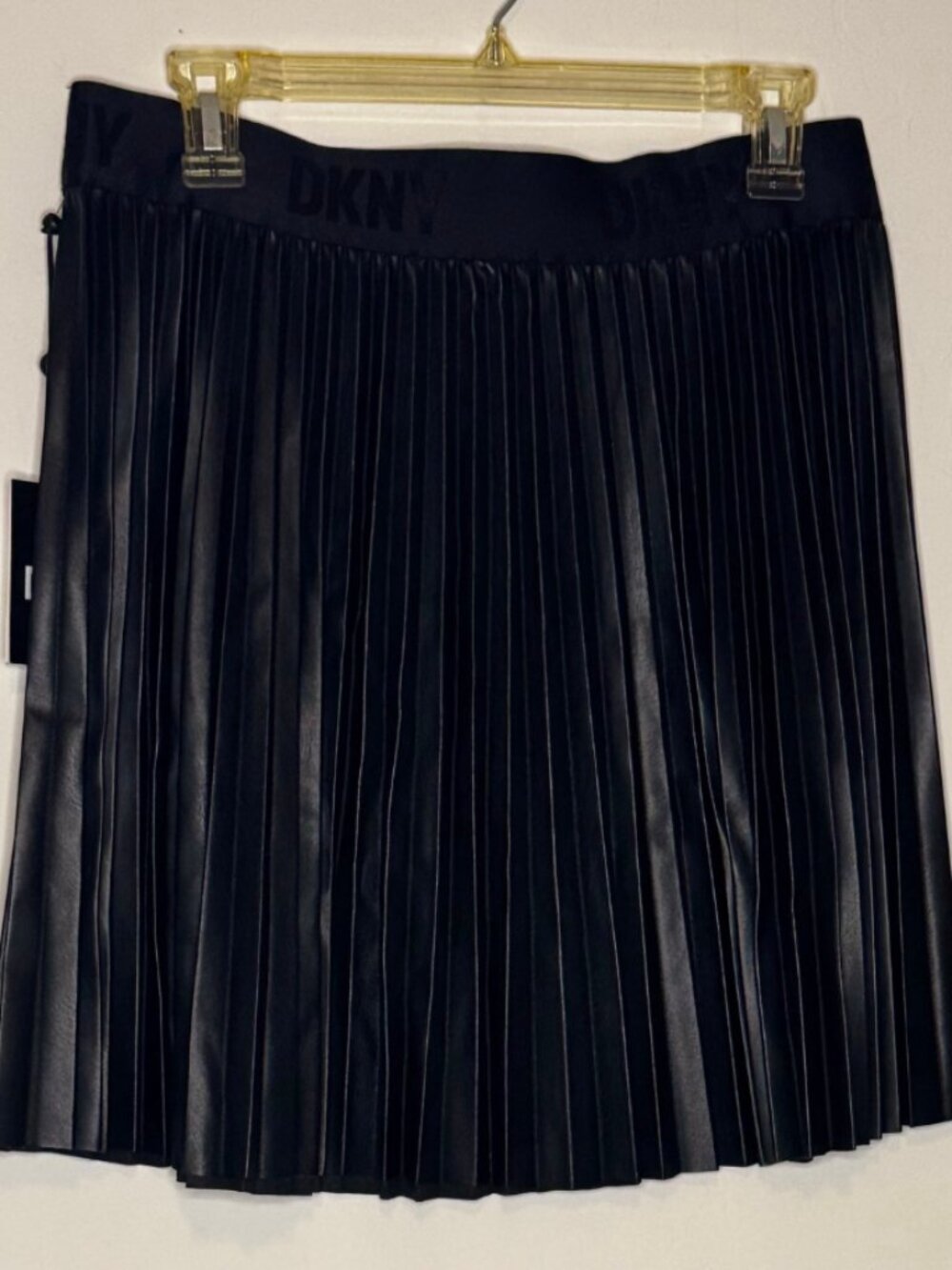 DKNY faux leather pleated mini skirt (NWT)